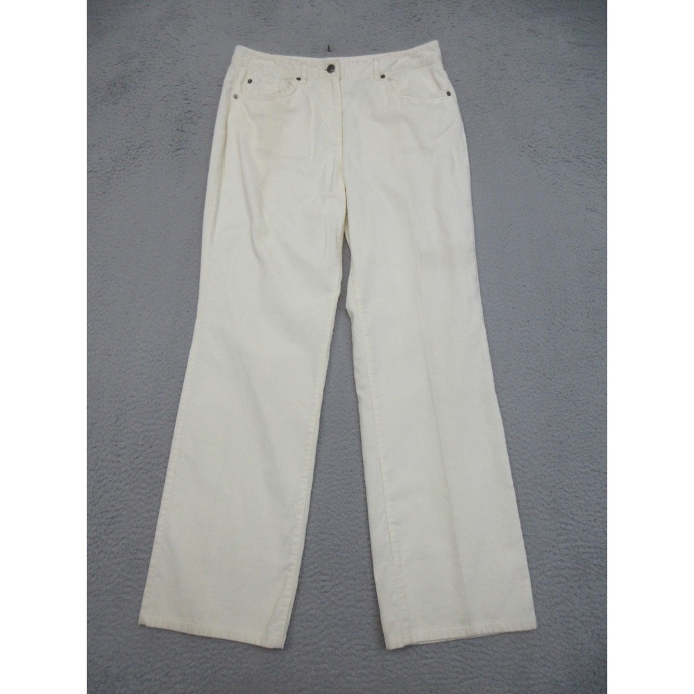 Talbots Stretch Corduroy Pants Womens 10 White Cotton Fine Whale Quiet Luxury